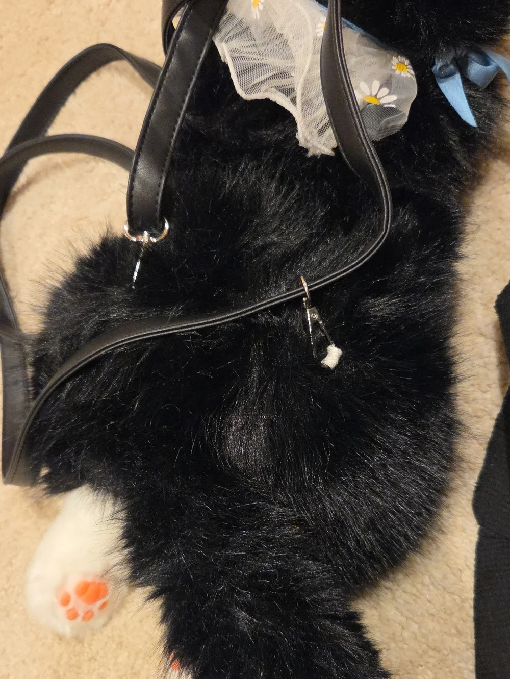 Chongker Plush Lifelike Bag Fluffy Realistic Cat Shape Backpack Kawaii Tuxedo.